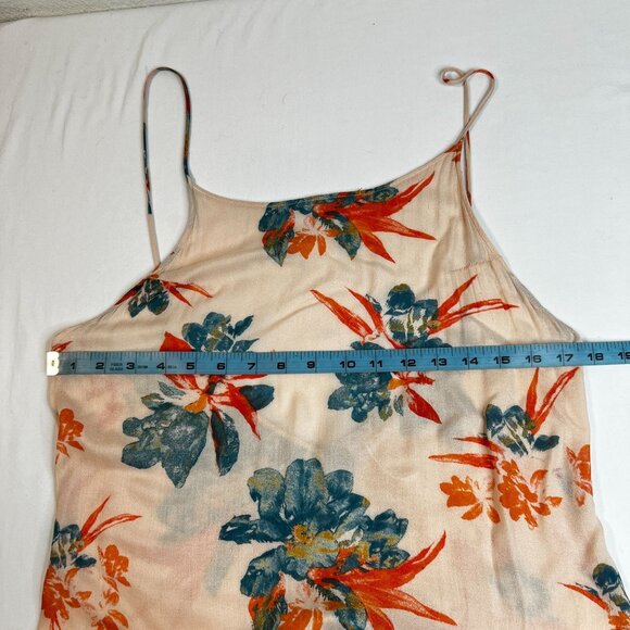 Free People Star Chaser Floral Low Back Flowy Maxi Slip Dress Peach Hibiscus S - Picture 11 of 16